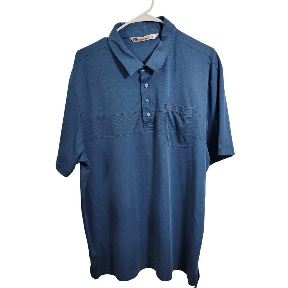 Travis Mathew Blue Pima Cotton 4 Button Polo Shirt Size XL 12926-1265